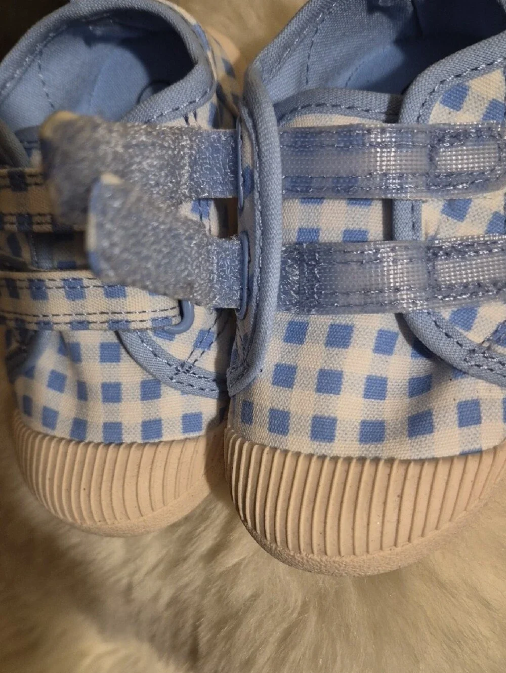 Cat & Jack Light Blue Gingham Velcro Baby Sneakers